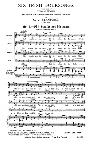 Stanford - 6 Irish Folksongs - Score