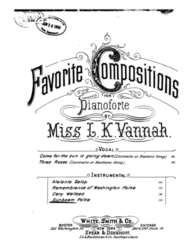 Vannah - Sunbeam - Piano Score - Score