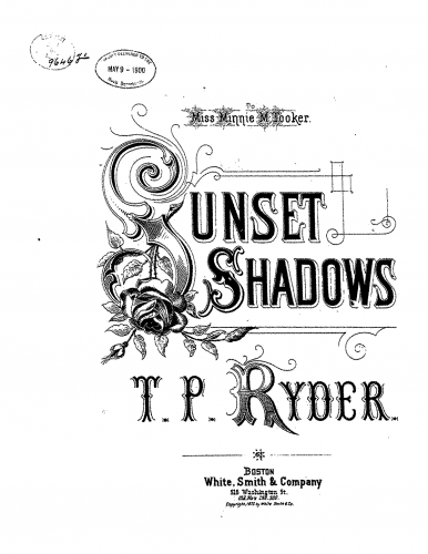 Ryder - Sunset Shadows - Piano Score - Score