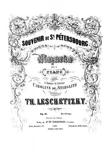 Leschetizky - Souvenir de St. Petersbourg - Score