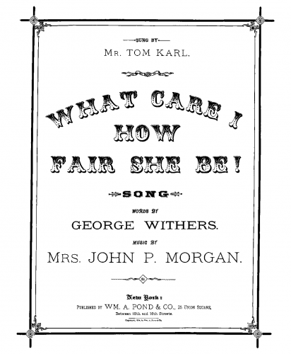 Morgan - What Care I How Fair She Be! - Score