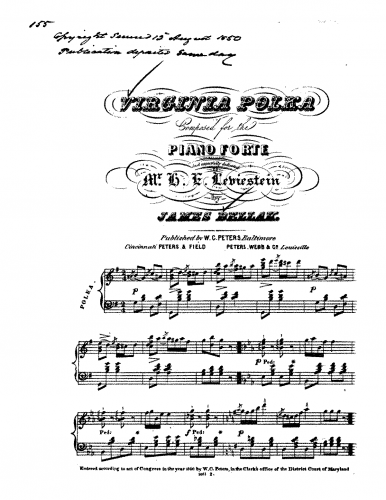 Bellak - Virginia - Piano Score - Score