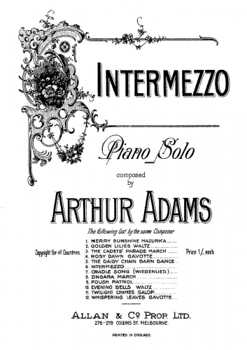 Adams - Intermezzo - Piano Score - Score