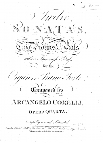 Corelli - Trio Sonatas - Scores and Parts