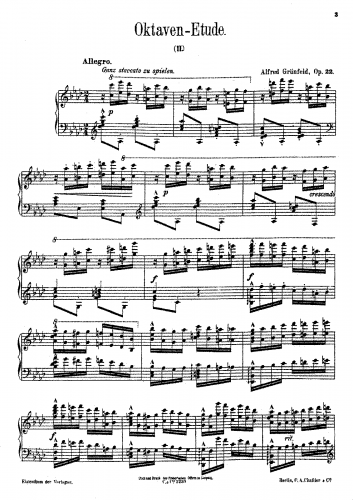 Grünfeld - Octaven-Etude No. 2 Op. 22 - Piano Score - Score