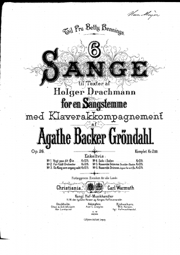 Backer-Grøndahl - 6 Songs, Op. 26 - Score