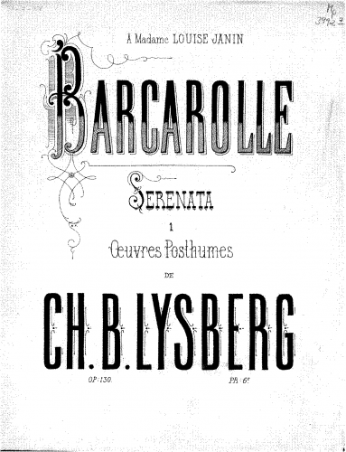 Bovy-Lysberg - Barcarolle - Score