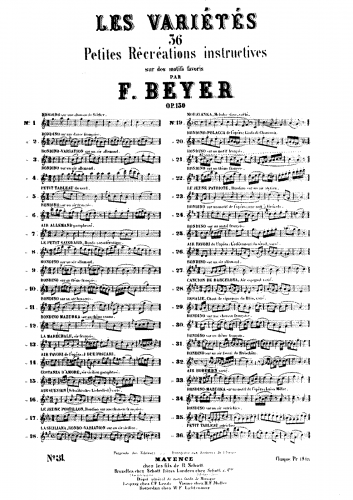 Beyer - Les Variétés, Op. 130 - Piano Score - 31. Rondino sur un thême français