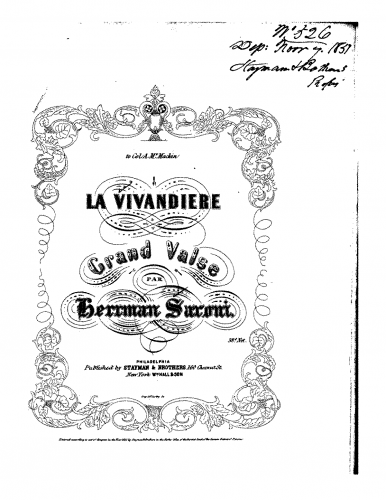 Saroni - La Vivandière - Piano Score - Score