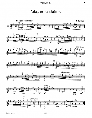 Tartini - Adagio Cantabile - For Violin and Piano (Hermann) - Piano score and violin part