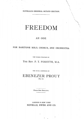Prout - Freedom, Op. 20 - Vocal Score - Score