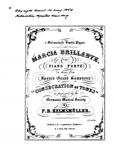 Helmsmüller - March Brillante after Spohr - For Piano solo (Composer?) - Score