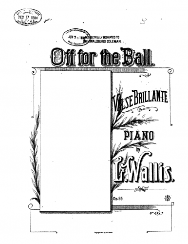 Wallis - Off For the Ball - Piano Score - Score
