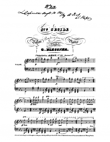 Blessner - Sainte Cécile - Piano Score - Score