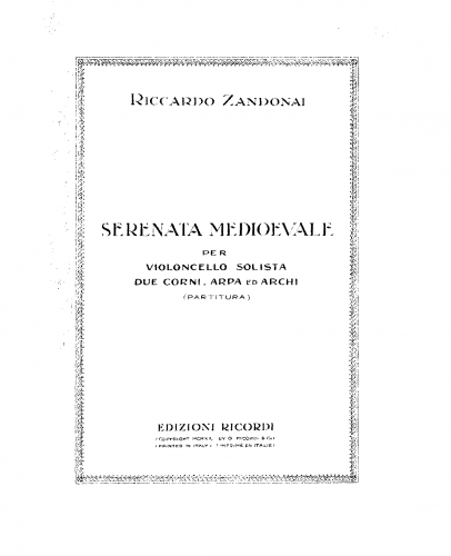Zandonai - Serenata medioevale - Score