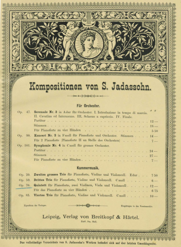 Jadassohn - Piano Quintet No. 1 - Scores and Parts