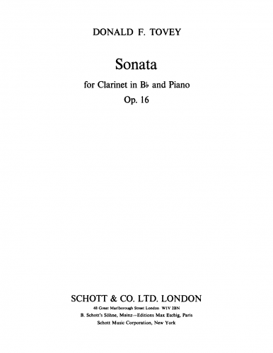 Tovey - Clarinet Sonata - Scores and Parts