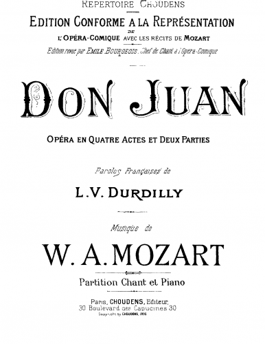 Mozart - Don Giovanni - Vocal Score Complete Opera - Score
