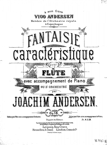 Andersen - Fantaisie Caractéristique, Op. 16 - Score