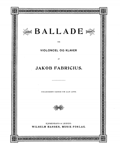 Fabricius - Ballade for Violocel og Klavier - Piano Score and Cello Part