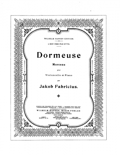 Fabricius - Dormeuse for cello and piano - Score