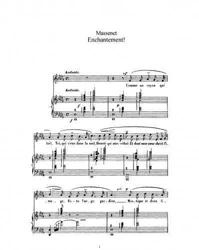 Massenet - Enchantement! - Voice and Piano - Score
