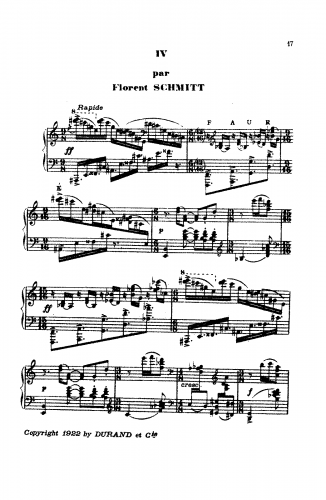 Schmitt - Hommage sur le nom de Gabriel Fauré, Op. 72 - Score