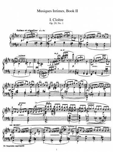 Schmitt - Musiques Intimees, Book 2, Op. 29 - Score