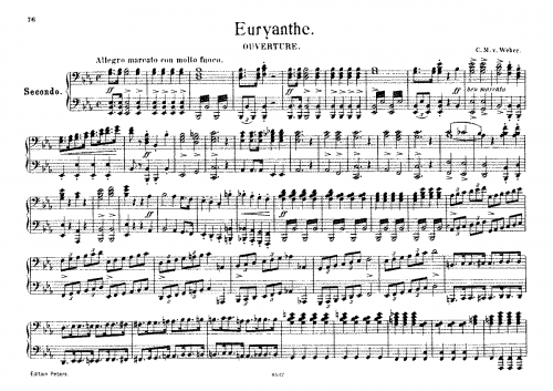 Weber - Euryanthe - Overture For Piano 4 hands (Ulrich) - Score