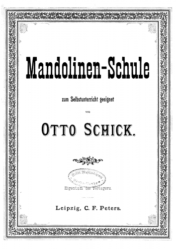 Schick - Mandolinen Schule - Score