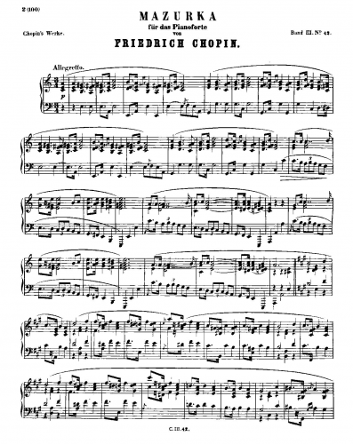 Chopin - Mazurka in A minor,  B.134 - Piano Score - Score