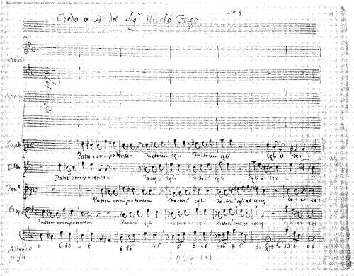 Fago - Credo in E minor - Incomplete Score