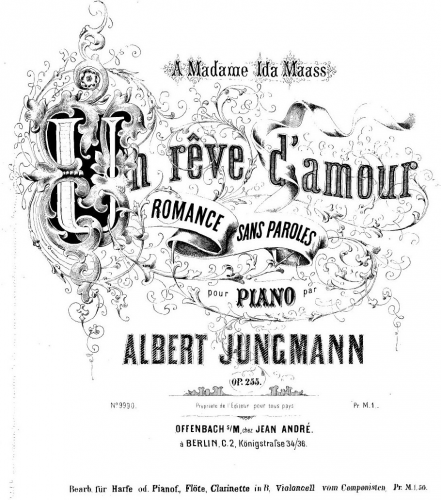 Jungmann - Un rêve damour - For Flute, Clarinet, Cello and Harp/Piano (Composer) - Score