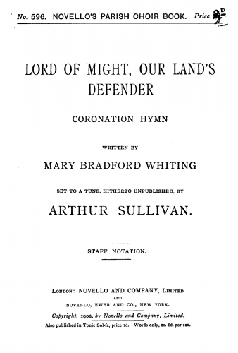 Sullivan - Lord of Might, Our Land's Defender - Complete Hymn
