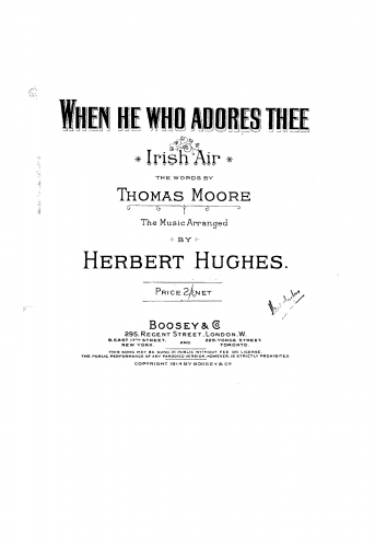 Hughes - When he who adores thee - Score