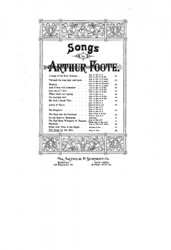 Foote - The song by the mill - Score