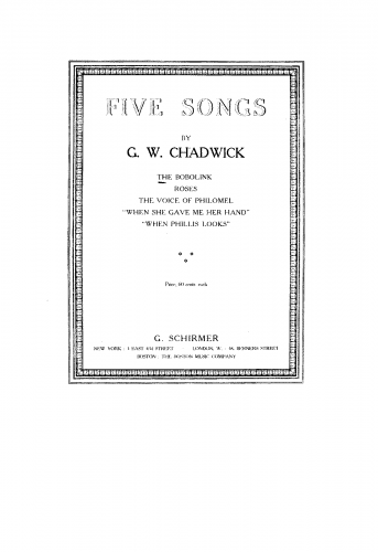 Chadwick - 5 Songs (1914) - 2. The Bobolink