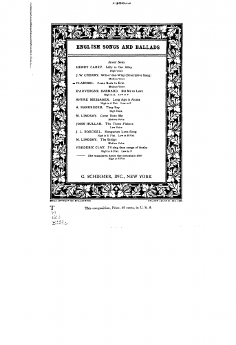 Barnard - Come back to Erin - Score