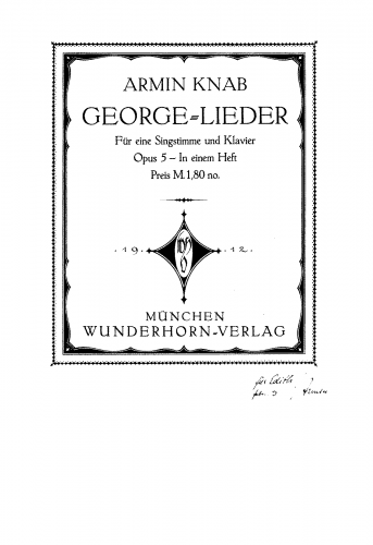 Knab - George - Lieder, Op. 5 - Score