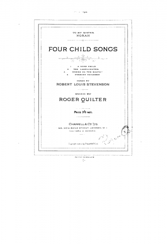 Quilter - 4 Child Songs, Op. 5 - Score
