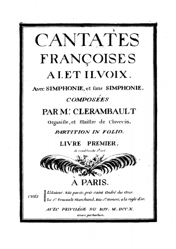 Clérambault - Cantates françoises, Book 1 - Score