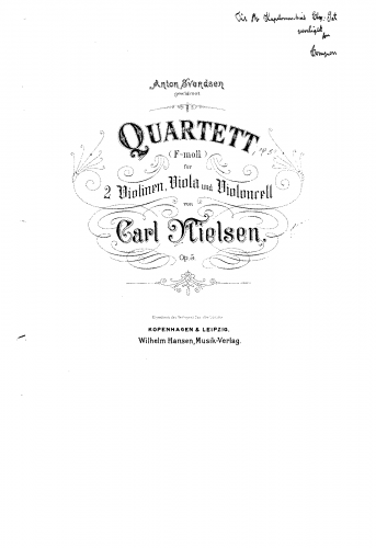 Nielsen - String Quartet No. 2, Op. 5 - Score
