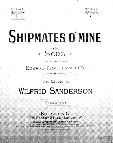 Sanderson - Shipmates o' Mine - Score