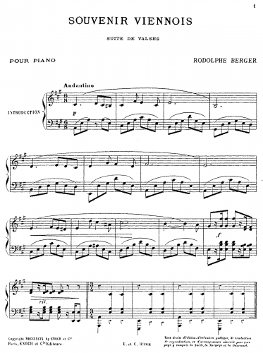 Berger - Souvenir Viennois - Score