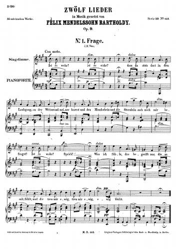 Hensel - 3 Lieder - Score