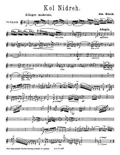 Bloch - Kol Nidreh - Scores and Parts
