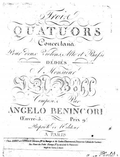 Benincori - 3 String Quartets