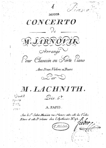 Giornovichi - Violin Concerto in G major - For Keyboard and Strings (Lachnith)