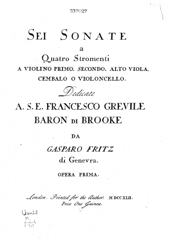 Fritz - 6 Quartets, Op. 1