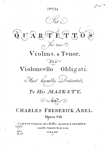 Abel - 6 String Quartets - Complete Work (6 Quartets)